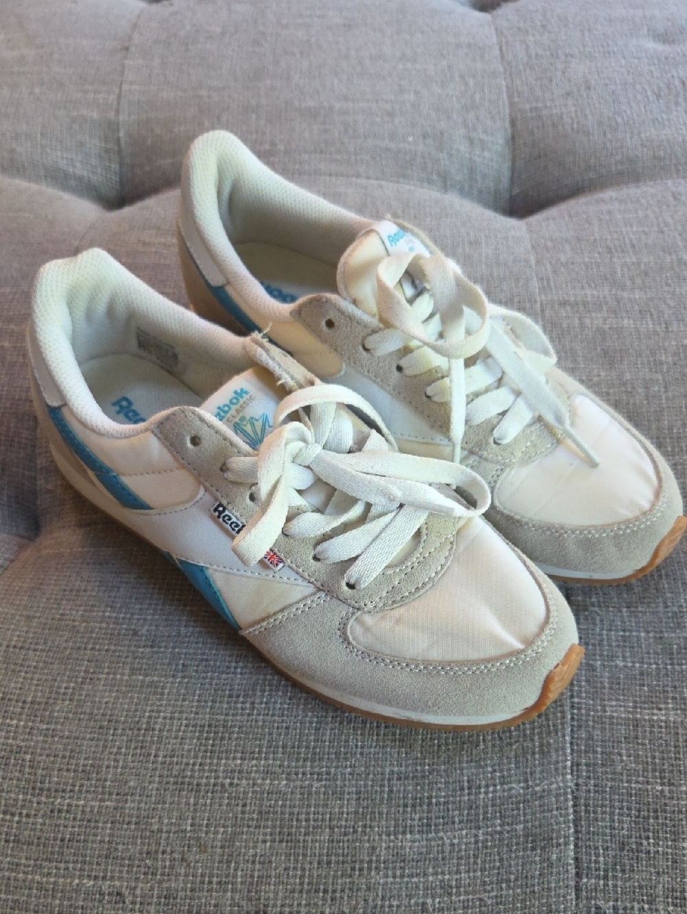 Reebok White Sneakers with Light Blue Accents